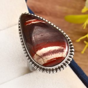 Snakeskin Jasper Size US 10 Sterling Silver 925 Ring (RS104-90)