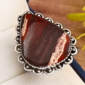 Snakeskin Jasper Size US 11 Sterling Silver 925 Ring (RS104-91)