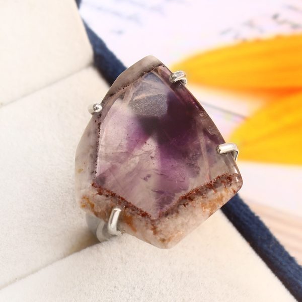 Star Amethyst Claw Set Size US 10 Silver 925 Ring (RS103-69)