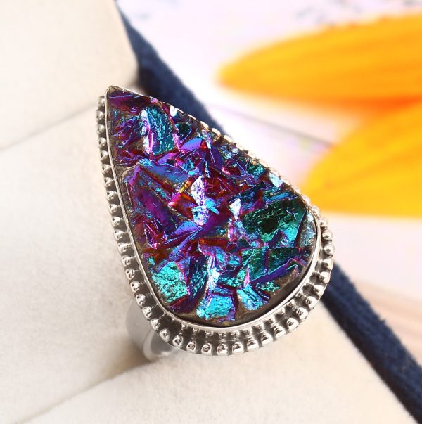 Titanium Druzy Ring Size US 9 925 Sterling Silver (RS8-374)