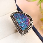 Titanium Druzy Ring Size US 7Â½ 925 Sterling Silver (RS8-384)