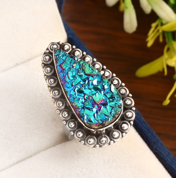 Titanium Druzy Ring Size US 7 925 Sterling Silver (RS8-397)