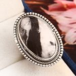 White Buffalo Turquoise Ring Size US 9 925 Sterling Silver (RS8-356)