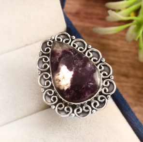 Lepidolite Ring Size US 8 925 Sterling Silver (RS8-404)