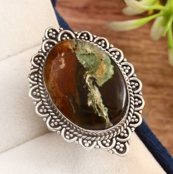 Chrome chalcedony Ring Size US 9 925 Sterling Silver (RS8-336)