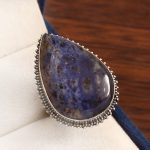 Dumortierite Quartz Ring Size US 7Â½ 925 Sterling Silver (RS8-413)