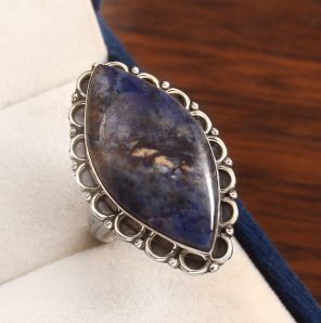 Dumortierite Quartz Ring Size US 8 925 Sterling Silver (RS8-414)