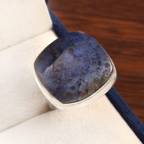 Dumortierite Quartz Ring Size US 8Â½ 925 Sterling Silver (RS8-416)
