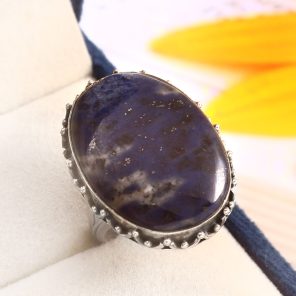 Dumortierite Quartz Ring Size US 7 925 Sterling Silver (RS8-418)