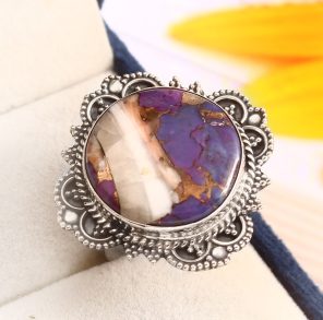 Purple Spiny Oyster Turquoise Ring Size US 11 925 Sterling Silver (RS8-372)
