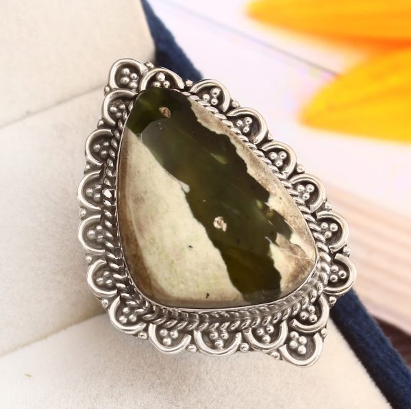 Chrome Chalcedony Ring Size US 8Â½ 925 Sterling Silver (RS8-340)