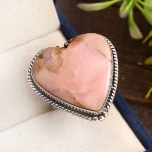Pink Opal Ring Size US 9 925 Sterling Silver (RS8-423)