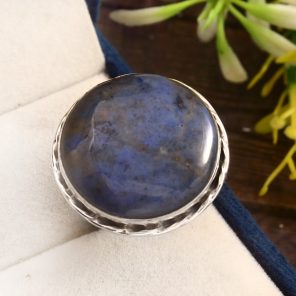 Dumortierite Quartz Ring Size US 10 925 Sterling Silver (RS8-419)