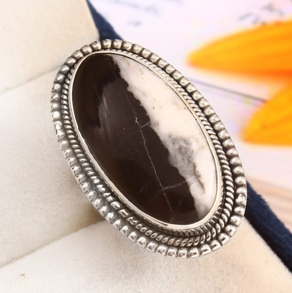 White Buffalo Turquoise Ring Size US 7 925 Sterling Silver (RS8-359)