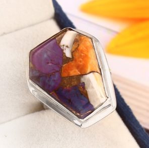 Purple Spiny Oyster Turquoise Ring Size US 10 925 Sterling Silver (RS8-368)