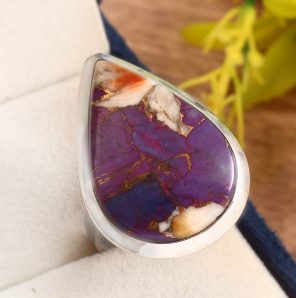 Purple Spiny Oyster Turquoise Ring Size US 10 925 Sterling Silver (RS8-369)