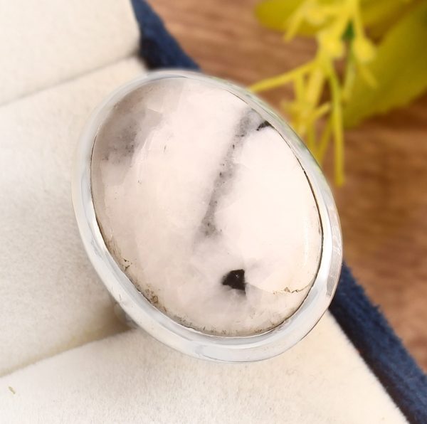 White Buffalo Turquoise Ring Size US 7Â½ 925 Sterling Silver (RS8-353)