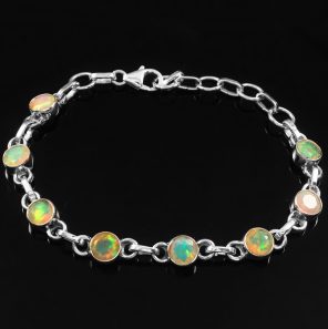 Fire Ethiopian Opal Bracelet 925 Sterling Silver Jewelry (REXT49-286)