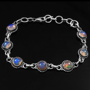 Fire Ethiopian Opal Bracelet 925 Sterling Silver Jewelry (REXT49-285)