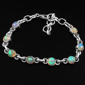 Fire Ethiopian Opal Bracelet 925 Sterling Silver Jewelry (REXT49-282)
