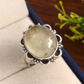 Prehnite Ring Size US 10 925 Sterling Silver (RS104-36)