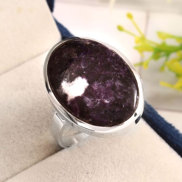 Lepidolite 925 Sterling Silver Ring Size US 11 (RS104-50)