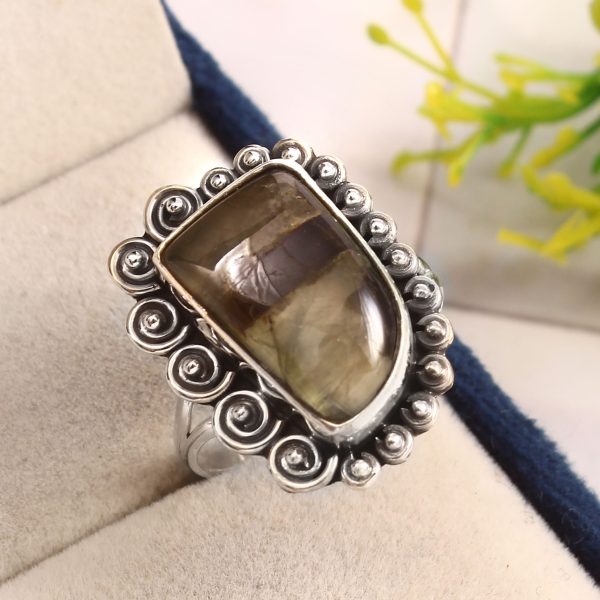 Prehnite Ring Size US 10 925 Sterling Silver (RS104-47)