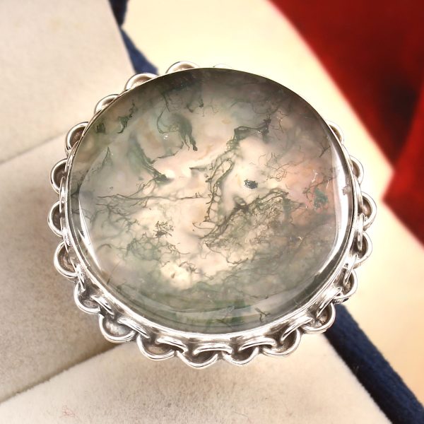 Moss Agate Ring Size US 11 925 Sterling Silver (RS8-325)