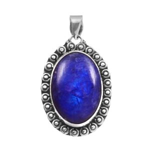Blue Moonstone 1.7" 925 Sterling Silver Pendant (REXT33-42)