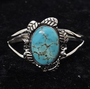 Kingman Turquoise Southwest Style 925 Sterling Silver Cuff Bangle (RSB2-83)