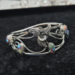 Pink Dahlia Turquoise Southwest Style 925 Sterling Silver Cuff Bangle (RSB2-88)