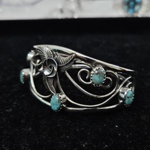 Arizona Turquoise Southwest Style 925 Sterling Silver Cuff Bangle (RSB2-86)