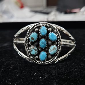 Arizona Turquoise Southwest Style 925 Sterling Silver Cuff Bangle (RSB2-87)
