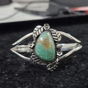 Kingman Turquoise Southwest Style 925 Sterling Silver Cuff Bangle (RSB2-80)