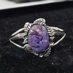 Charoite Southwest Style 925 Sterling Silver Cuff Bangle (RSB2-81)