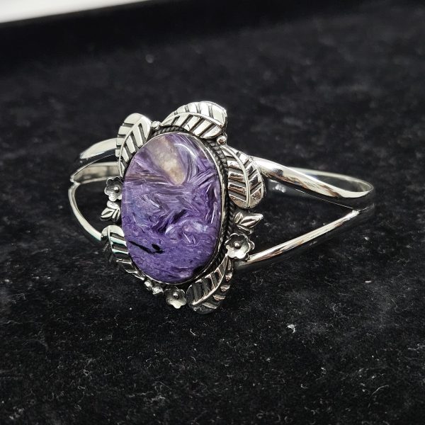 Charoite Southwest Style 925 Sterling Silver Cuff Bangle (RSB2-81) - Image 2