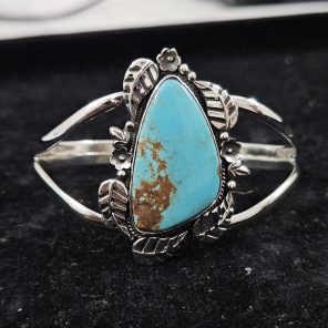 Kingman Turquoise Southwest Style 925 Sterling Silver Cuff Bangle (RSB2-79)