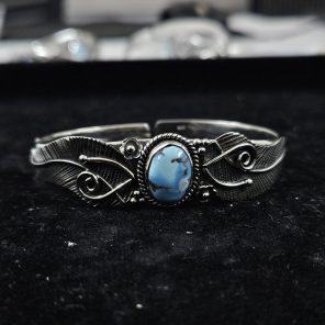 Golden Hill Turquoise Southwest Style 925 Sterling Silver Cuff Bangle (RSB2-89)