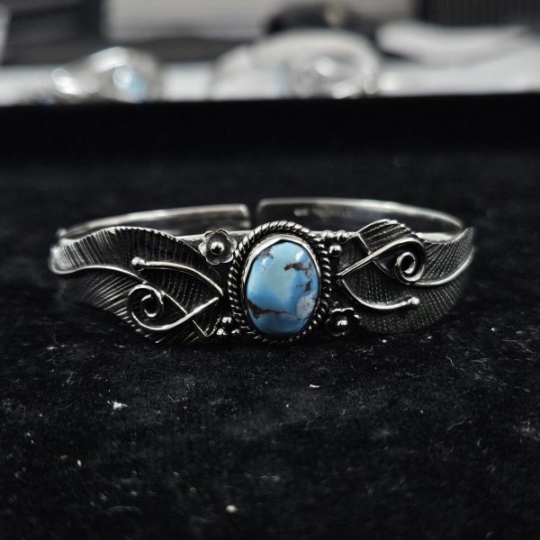 Golden Hill Turquoise Southwest Style 925 Sterling Silver Cuff Bangle (RSB2-89)