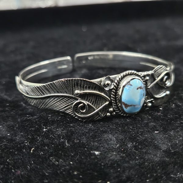 Golden Hill Turquoise Southwest Style 925 Sterling Silver Cuff Bangle (RSB2-89) - Image 2