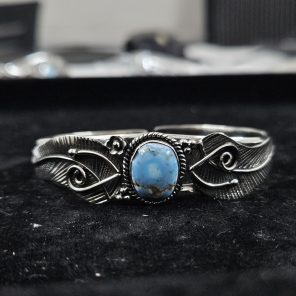 Golden Hill Turquoise Southwest Style 925 Sterling Silver Cuff Bangle (RSB2-90)