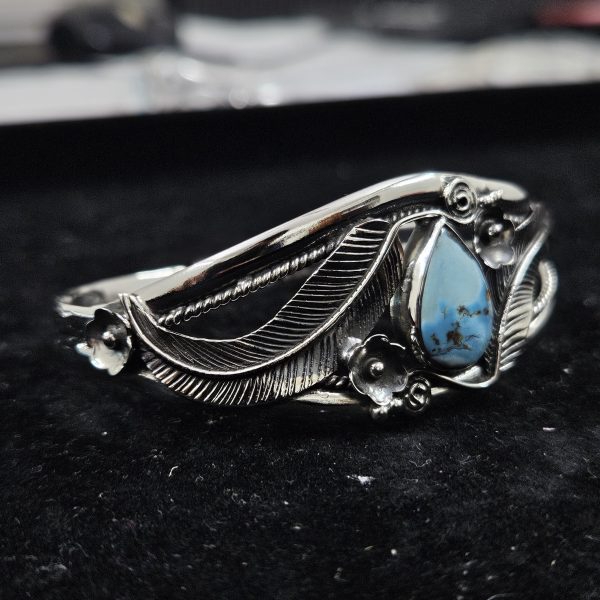 Golden Hill Turquoise Southwest Style 925 Sterling Silver Cuff Bangle (RSB2-93) - Image 2