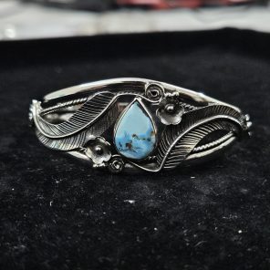 Golden Hill Turquoise Southwest Style 925 Sterling Silver Cuff Bangle (RSB2-93)