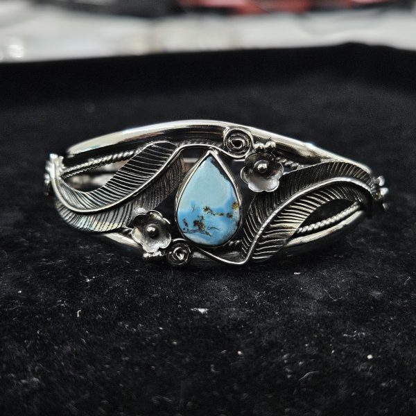 Golden Hill Turquoise Southwest Style 925 Sterling Silver Cuff Bangle (RSB2-93)
