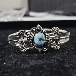Golden Hill Turquoise Southwest Style 925 Sterling Silver Cuff Bangle (RSB2-92)