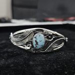 Golden Hill Turquoise Southwest Style 925 Sterling Silver Cuff Bangle (RSB2-91)