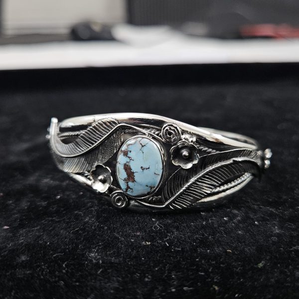 Golden Hill Turquoise Southwest Style 925 Sterling Silver Cuff Bangle (RSB2-91) - Image 2