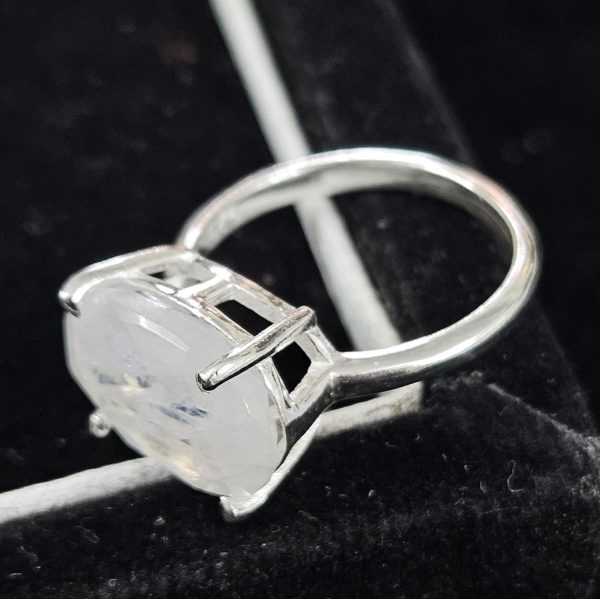 Rainbow Moonstone Claw Set 925 Sterling Silver Ring (RS14-158) - Image 4