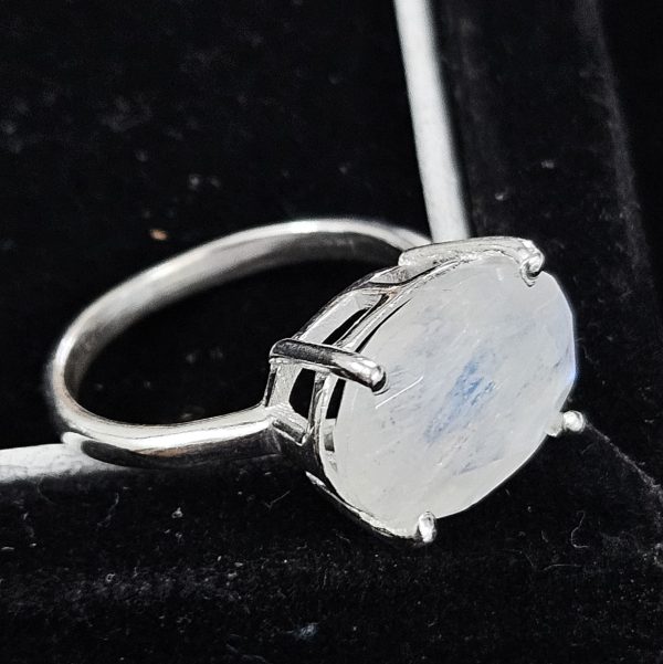 Rainbow Moonstone Claw Set 925 Sterling Silver Ring (RS14-158) - Image 3