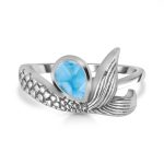 Larimar Mermaid Tail Ring 925 Silver Jewelry (REXT34-5)